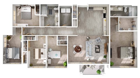 Floor plan for 5 beds, 2 baths, 1965 sqft
